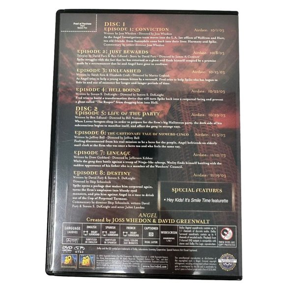 Angel Season 5 DVD Vampire TV Series 6 Disc Set 22 Episodes David Boreanaz 1999 - Picture 7 of 10